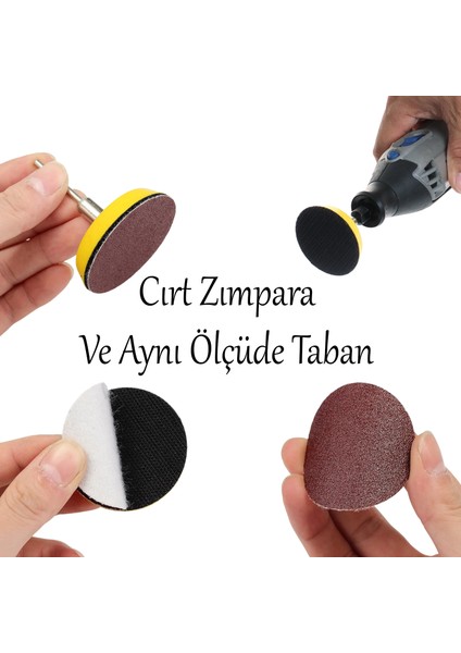 Pimli Mini 53'lü Cırt Zımpara Seti 50 mm Taban Matkap Uyumlu 80 120 320 600 800 Kum Karışık Grit modelleri