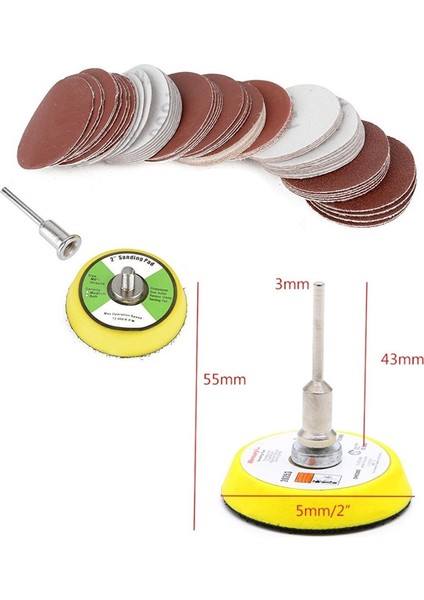 Pimli Mini 53'lü Cırt Zımpara Seti 50 mm Taban Matkap Uyumlu 80 120 320 600 800 Kum Karışık Grit indirimleri