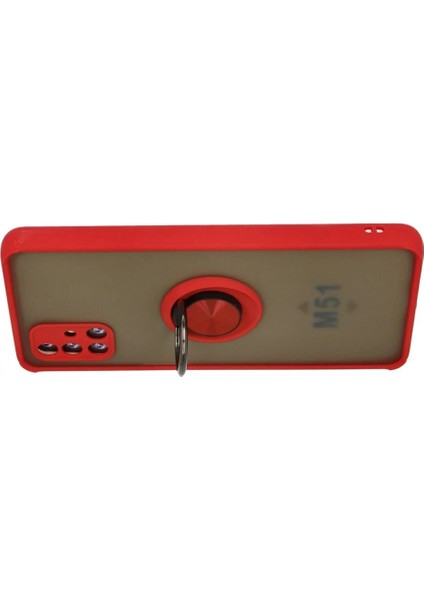 Ieg Samsung Galaxy M51 Kılıf Montreal Yüzüklü Silikon Kapak - Kırmızı modelleri