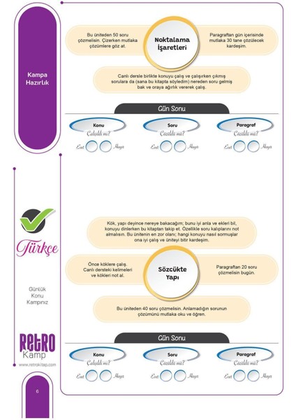 Tyt Kpss Dgs Ales 6 Günde Türkçe Soru Kampı Retro Yayıncılık Tamamı Video Çözümlü fiyatları