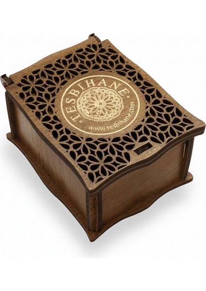 Hediye Notu Yazılı Kahverengi Ahşap Kolye Küpe Bileklik Set Takı Kutusu - M3