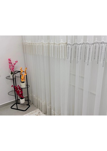 Nivemeshome 2571 V -105 Reina Gümüş 1/2,5 Pileli Bambu Tül Perde fırsatları