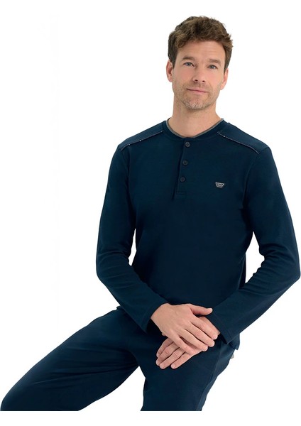 Over Sleep 2209 Erkek Kışlık Interlok Pijama Takım