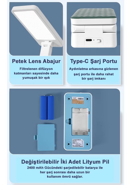 Masaüstü Şarjlı Katlanabilir Portatif LED Aydınlatma / GT-CL11P2