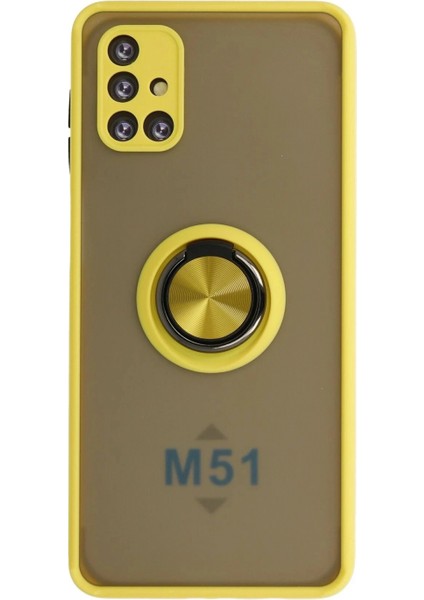 Ieg Samsung Galaxy M51 Kılıf Montreal Yüzüklü Silikon Kapak - Sarı