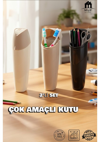 2'li Set Çok Amaçlı Saklama Kutusu, Diş Fırçalık, Kalemlik, Hobi Organizeri, Trıpbox - Bpa Free fiyatları