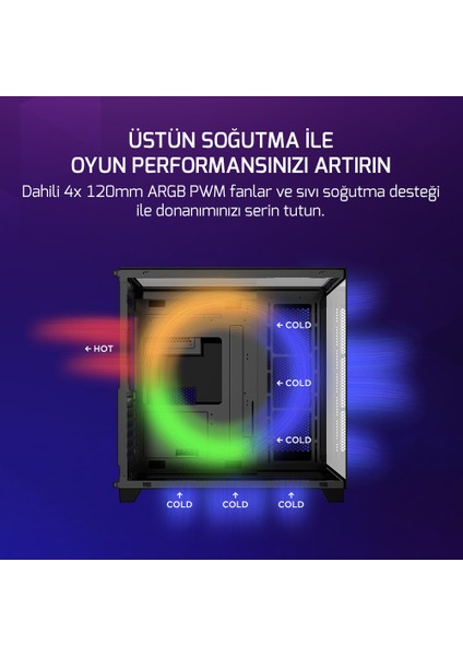 Warcry Topglass 750W 4xargb Temperli Cam Atx Siyah Gaming (Oyuncu) Kasa indirimleri