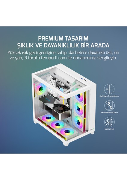 Warcry Topglass 850W 4xargb Temperli Cam Atx Beyaz Gaming (Oyuncu) Kasa modelleri