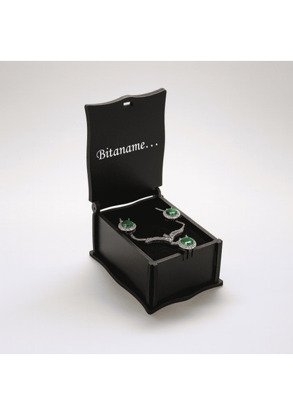 Hediye Notu Yazılı Siyah Ahşap Kolye Küpe Bileklik Set Takı Kutusu - M1 modelleri