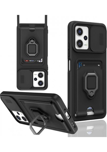 Ieg Xiaomi Poco X5 5g Kılıf Zuma Kartvizitli Yüzüklü Silikon - Siyah