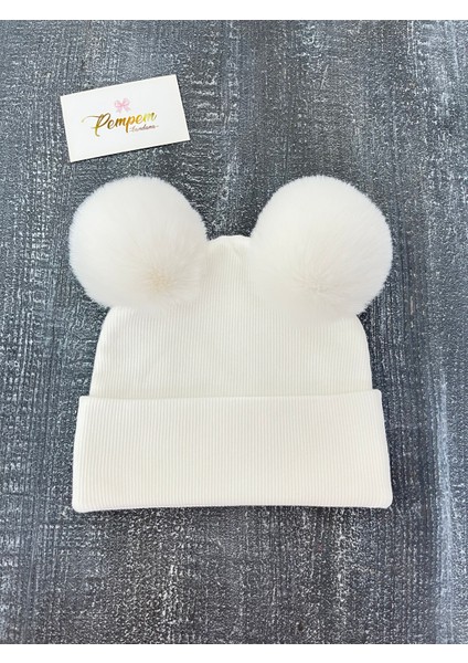 Kız Bebek Iri Peluş Ponponlu Kaşkorse Bere