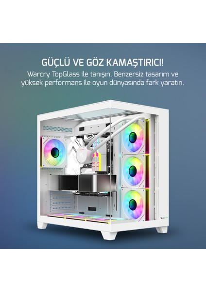 Warcry Topglass 650W 4xargb Temperli Cam Atx Beyaz Gaming (Oyuncu) Kasa fiyatları