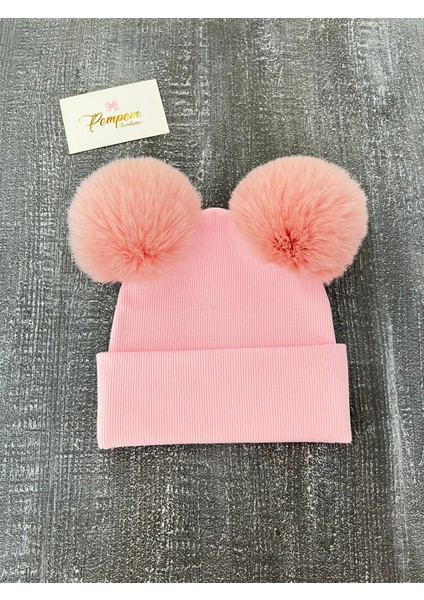 Kız Bebek Iri Peluş Ponponlu Kaşkorse Bere