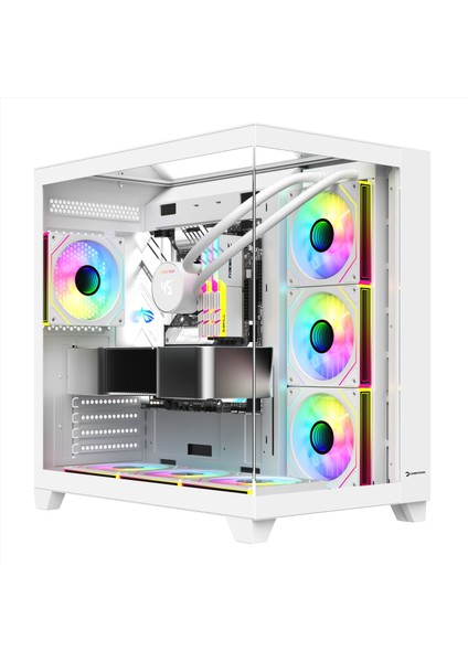 Warcry Topglass 750W 4xargb Temperli Cam Atx Beyaz Gaming (Oyuncu) Kasa