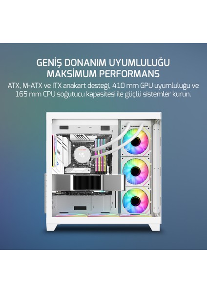 Warcry Topglass 750W 4xargb Temperli Cam Atx Beyaz Gaming (Oyuncu) Kasa fırsatları