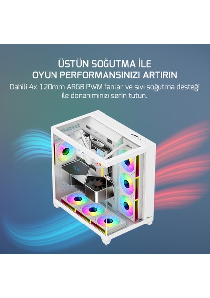 Warcry Topglass 750W 4xargb Temperli Cam Atx Beyaz Gaming (Oyuncu) Kasa indirimleri
