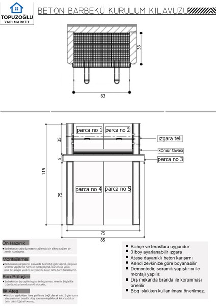 Hazır Beton Barbekü 80 Lik fiyatları