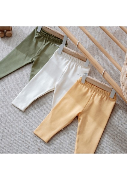 %100 Pamuk Bebek Tayt - 3'lü Set (Ekru, Soft Yeşil, Kayısı Sarısı) fiyatları