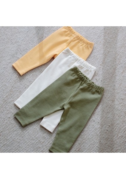 %100 Pamuk Bebek Tayt - 3'lü Set (Ekru, Soft Yeşil, Kayısı Sarısı) fırsatları