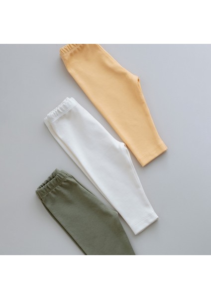 %100 Pamuk Bebek Tayt - 3'lü Set (Ekru, Soft Yeşil, Kayısı Sarısı) indirimleri