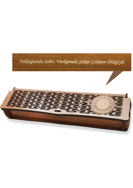 Özel Mesaj Yazılı Kahverengi Ahşap Elegance Hediye Tesbih Kutusu - M4