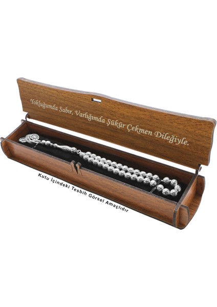 Özel Mesaj Yazılı Kahverengi Ahşap Elegance Hediye Tesbih Kutusu - M4 fiyatları