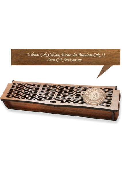 Özel Mesaj Yazılı Kahverengi Ahşap Elegance Hediye Tesbih Kutusu - M1