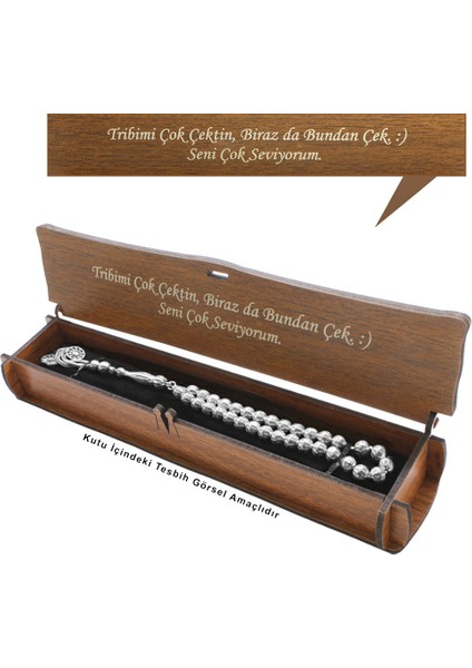 Özel Mesaj Yazılı Kahverengi Ahşap Elegance Hediye Tesbih Kutusu - M1 fiyatları