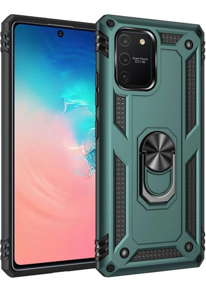 Ieg Samsung Galaxy A91 / S10 Lite Kılıf Sofya Yüzüklü Silikon Kapak - Yeşil