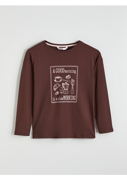 Yeni Sezon Bisiklet Yaka Baskılı Kadın Pijama Takımı fiyatları