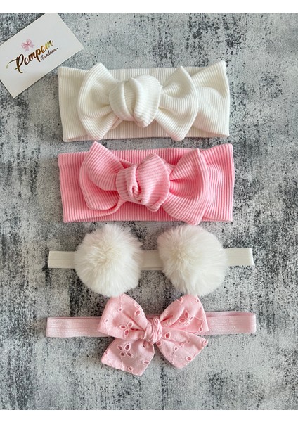 Kız Bebek 4lü Karışık Bandana Set