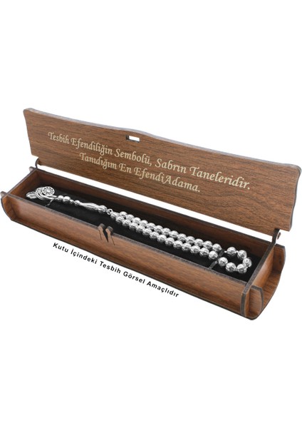 Özel Mesaj Yazılı Kahverengi Ahşap Elegance Hediye Tesbih Kutusu - M5 modelleri