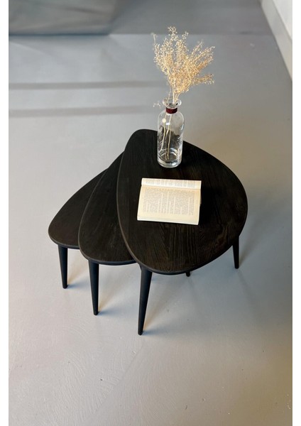 Doğal Ahşap 3'lü Zigon Sehpa Seti Şık Modern ve Işlevsel indirimleri