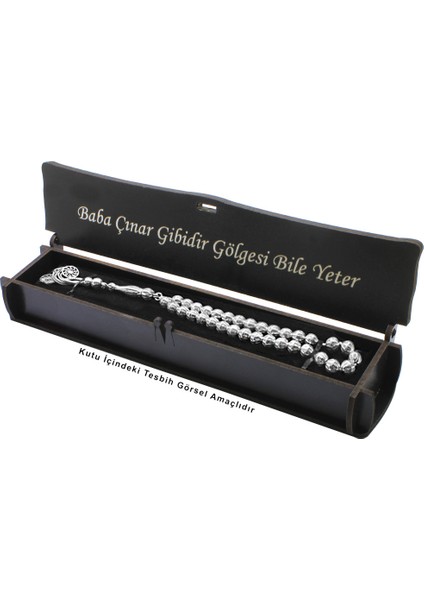 Özel Mesaj Yazılı Siyah Ahşap Elegance Hediye Tesbih Kutusu - M2 modelleri