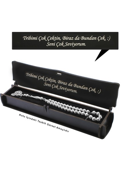 Özel Mesaj Yazılı Siyah Ahşap Elegance Hediye Tesbih Kutusu - M1 fiyatları