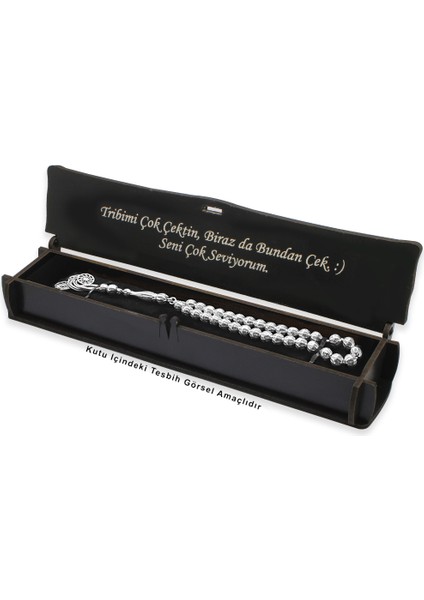 Özel Mesaj Yazılı Siyah Ahşap Elegance Hediye Tesbih Kutusu - M1 modelleri