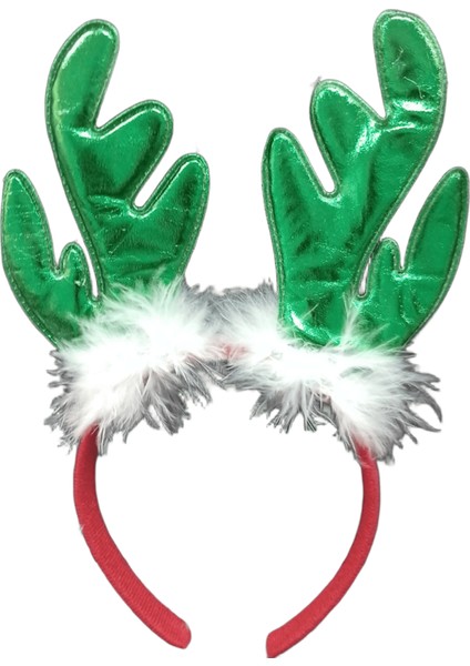 Noel Yılbaşı Konsepti Peluş Gold Geyik Figürlü Taç