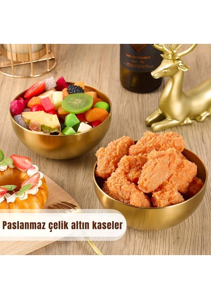 4'lü Gold Kase Paslanmaz Çelik Gold Kase Altın Kase Gold Çorba ve Salata Kasesi Altın Meyve Kasesi modelleri
