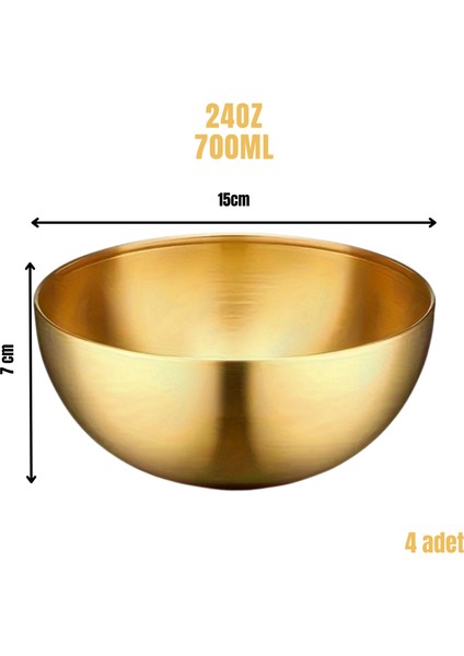4'lü Gold Kase Paslanmaz Çelik Gold Kase Altın Kase Gold Çorba ve Salata Kasesi Altın Meyve Kasesi indirimleri