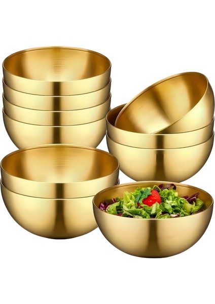 4'lü Gold Kase Paslanmaz Çelik Gold Kase Altın Kase Gold Çorba ve Salata Kasesi Altın Meyve Kasesi