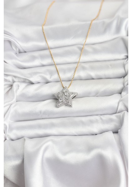 316L Çelik Zincir Gold Renk Zincirli Gümüş Yıldız Model Kadın Kolye fiyatları