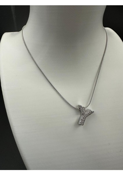 Gümüş Renk Taşlı Y Harfi Kolye fiyatları