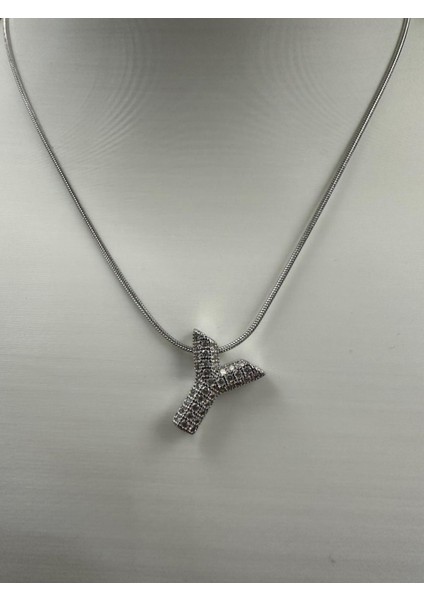 Gümüş Renk Taşlı Y Harfi Kolye modelleri