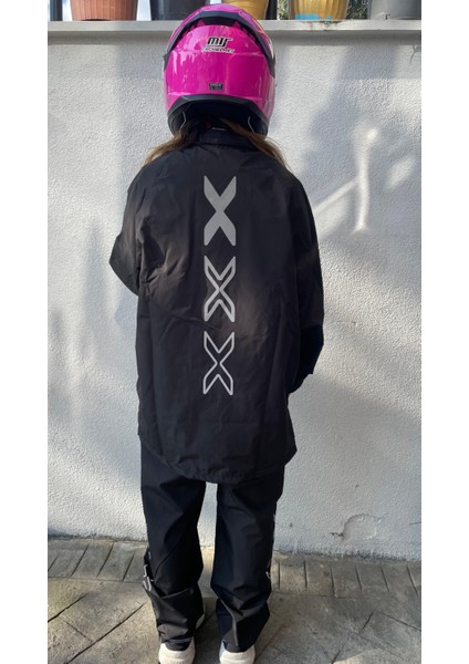 Siyah Motorcu Yağmurluğu Motosiklet Yağmurluğu Kayak Yürüyüş Su-Rüzgar Geçirmez Yağmurluk