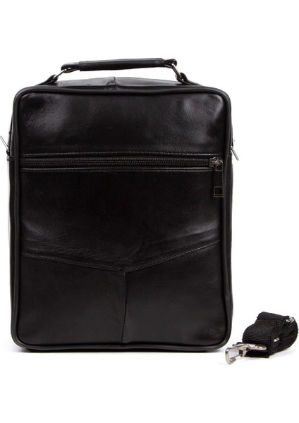 Erkek Hakiki Deri Çapraz Uzun Askılı El ve Omuz Çantası Büyük Boy - Siyah - NEWPOLO360 fırsatları