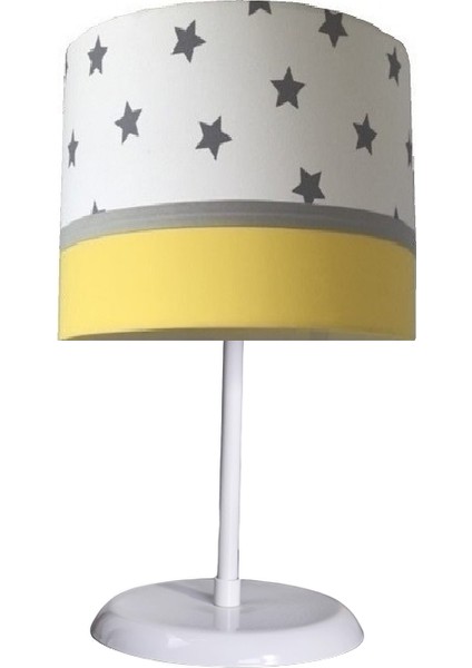 Beyaz Yıldızlı Sarı 2.li Set M-0405 Kumaş Kaplama Genç ve Çocuk Odası Avize ve Abajur Takımı modelleri