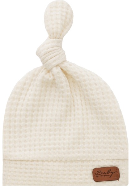 Yeni Doğan Petek Dokulu 7'li Battaniyeli Zıbın Takımı %100 Pamuklu Hastane Çıkışı- Krem