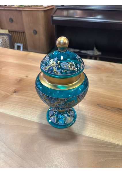 (Şekerlik) 5'li Mavi, Cam, El Işçiliği, Salon Aksesuar Konsol Seti (Tek Tek Satılabilir) modelleri