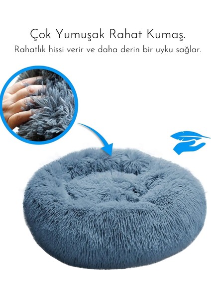 Anti Stres Yıkanabilir Kaydırmaz Pofuduk Peluş Kedi Köpek Yatağı indirimleri