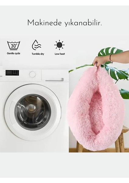 Anti Stres Yıkanabilir Kaydırmaz Pofuduk Peluş Kedi Köpek Yatağı